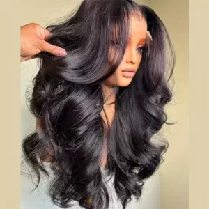 13x4 HD Lace Front Wig 300% Density Curly Body Wave Peruvian Human Hair, Pre-Plucked with Baby Hair Natural 13x6 Frontal Wig — image 2