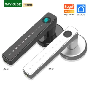 RAYKUBE M5 Tuya BLE Fingerprint Door Lock Digital Electronic Lock with Password/Key/IC Card/ Smartlife/ Tuya APP Unlock