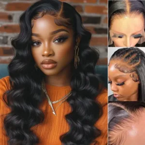 13x4 HD Lace Front Wig 300% Density Curly Body Wave Peruvian Human Hair, Pre-Plucked with Baby Hair Natural 13x6 Frontal Wig — image 7
