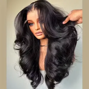 13x4 HD Lace Front Wig 300% Density Curly Body Wave Peruvian Human Hair, Pre-Plucked with Baby Hair Natural 13x6 Frontal Wig