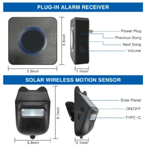Motion Sensor Chime, Solar Chime, Security Sensor, Door Security Alert, 4 Levels of Volume, Solar Wireless Doorbell — image 5