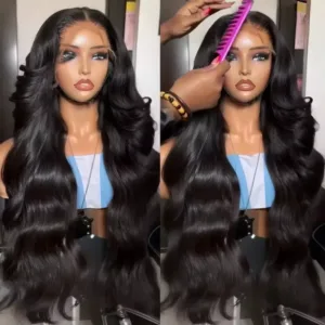 13x4 HD Lace Front Wig 300% Density Curly Body Wave Peruvian Human Hair, Pre-Plucked with Baby Hair Natural 13x6 Frontal Wig — image 3