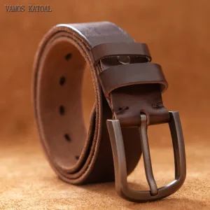Top Cow Genuine Leather Belts for Men Luxury Designer High Quality Fashion Style Vintage Brown Cowboy Male Belt
