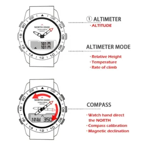NORTH EDGE Mens Dive Watch Military Army Luxury Full Steel Smartwatch Compass Altimeter Barometer Digital Clock Waterproof 200m — image 6