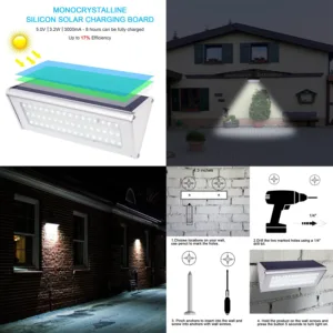48 LED Solar Light Of Aluminum Alloy 4500mAh Outdoor Waterproof with Solar Lamp Motion Sensor Radar Applicable In Porch Garden — image 3