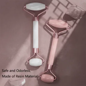 Face And Neck Massager Roller and Guasha Board Resin Non-rose Crystal Jade Roller Beauty Double-ended Massage Skincare Tools — image 3