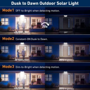 Solar Lights Outdoor 234LED 3 Modes Motion Sensor Flood Lights with Remote IP65 Waterproof Security Solar Lights for Outside — image 4