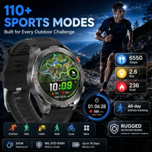 ChiBear Genuine Military Smart Watch Men: 1200 mAh Battery Compass GPS Sports Outdoor Watch Bluetooth Call Smartwatch 2026 New — image 3