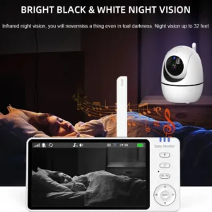 5 Inch Video Baby Monitor With Camera PTZ Zoom Babyphone Cam Security Protection Surveillance Cameras Temperature Sensor Lullaby — image 5