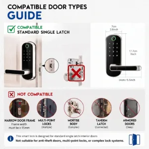 Smart Fingerprint Door Lock App Remote Control Keyless WIFI Digital Touchscreen Lock NFC IP67 Waterproof with 2 IC Cards — image 3