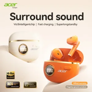 Acer Genuine Wireless Bluetooth Earphones, Semi-In-Ear Type, Latest 6.0 Chip with Stable Transmission, Coil Speaker for Directional Sound Transmission, High-Resolution Audio for Cl
