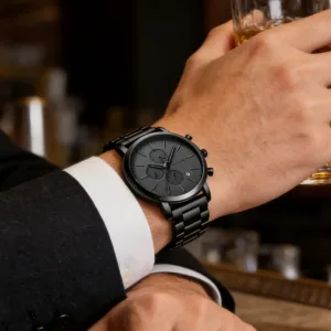 HANNAH MARTIN Brand Top Men Watch Black Stainless Steel Fashion Waterproof Sports Multifunctional Quartz Watch Relogio Masculino — image 5