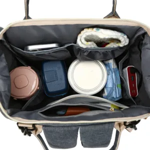 Fashionable Quilted Large-Capacity Backpack Mommy Bag; Multi-Functional Mommy Backpack for Traveling, Mother and Baby Bag; Lightweight Multi-Compartment Diaper Bag with Snack Pacif — image 4