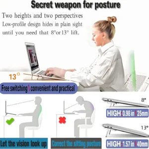 16PCS Foldable Laptop Stand Portable Metal Desktop Holder for Laptop Tablet and Phone Adjustable Stand for Work and Gaming — image 4