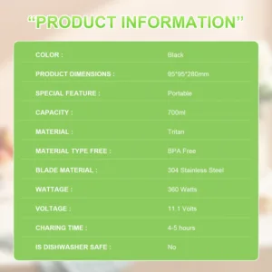 Electric Portable Juicer Fresh Fruit Mixer 700ML Multifunctional USB Rechargeable Shakes Smoothie Blender Outdoor Mixing Cup — image 16