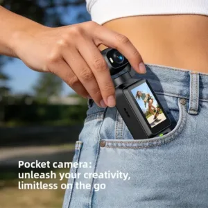 4K Handheld Gimbal Action Camera HD 180° Rotatable Lens Anti-shake Pocket Vlog Camera with Fill Light for Outdoor Sports — image 4