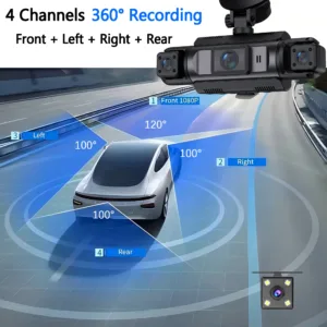 4Ch WiFi Dashcam car camera Black Box Driving DVR FHD 1080P Front Left Right Rear Night Vision Loop Recording Hardwire kit — image 4