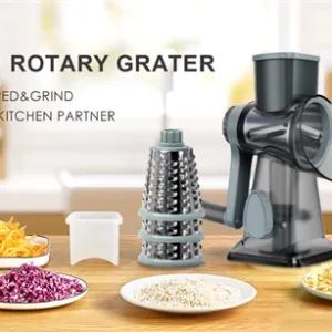 LMETJMA 3 in 1 Rotary Cheese Grater Versatile Manual Vegetable Slicer Peanut Nuts Grinder Cheese Vegetable Shredder Clear JT242 — image 11