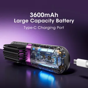 Portable Hair Straightener Brush 4 Temp Setting Cordless Straightening Comb LED Display Ceramic Coating Ionic Technology USB — image 6