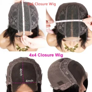 Phashion 2x6 4x4 Glueless Straight Short Bob Wigs With Natural Hairline For Black Women 100% Remy Human Hair Blunt Cut On Sale — image 5