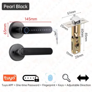 KAK Smart Fingerprint Door Lock Black Biometric Door Lock Password Keyless Entry Door Lock with Handle Security Door Hardware — image 7