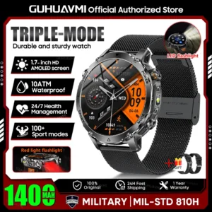2026 New TANK Ultra 1400mAh Battery Military Smart Watch 10ATM Waterproof Heart Rate Tactical LED Flashlight Men Sports Bracelet — image 19