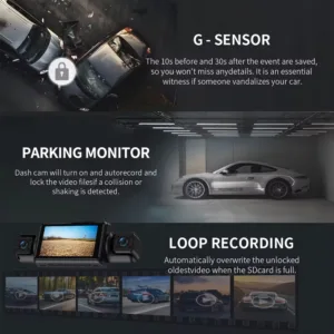 4Ch WiFi Dashcam car camera Black Box Driving DVR FHD 1080P Front Left Right Rear Night Vision Loop Recording Hardwire kit — image 6