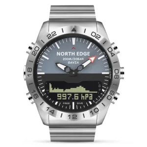 NORTH EDGE Mens Dive Watch Military Army Luxury Full Steel Smartwatch Compass Altimeter Barometer Digital Clock Waterproof 200m — image 7