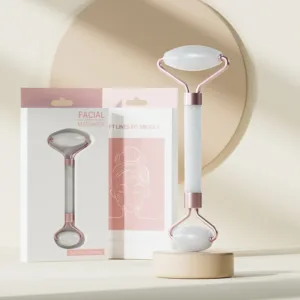 Face And Neck Massager Roller and Guasha Board Resin Non-rose Crystal Jade Roller Beauty Double-ended Massage Skincare Tools — image 7