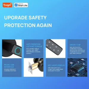 Tuya Bluetooth Biometric Electronic Lock Smart Fingerprint Password App Unlock Intelligent Door Handle Lock Home Security — image 6