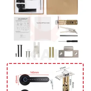 KAK Smart Fingerprint Door Lock Black Biometric Door Lock Password Keyless Entry Door Lock with Handle Security Door Hardware — image 6