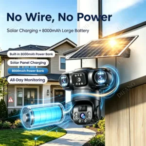V380 Pro WiFi Triple Screens Solar Camera CCTV AOV 4G LTE Sim Card Video Surveillance Solar IP Camera PTZ 4G Security Protection — image 4