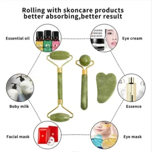 Natural Jade Roller Face Gua Sha, Natural Stone, Body Neck Massager, Acupoint, Eye Care Spa Massage Tools Massage Visage Lifting — image 4