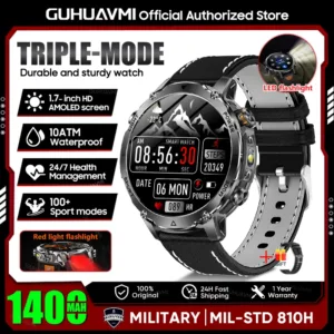 2026 New TANK Ultra 1400mAh Battery Military Smart Watch 10ATM Waterproof Heart Rate Tactical LED Flashlight Men Sports Bracelet — image 16