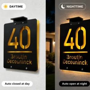 Personalized Solar LED House Number Outdoor 3D Cut Acrylic Door Plate Illuminated Door Number Solar Lights Outdoor Door Sign — image 5