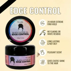 Black Castor Oil Edge Control, MELAO Strong Hold Edge Control Gel, for Natural & Textured Hair, Defines Hairline, Smoothes Holds — image 4