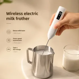 Wireless Milk Frother Electric Type-C Handheld Blender Stainless Steel Mini Coffee Maker Whisk Mixer For Coffee Cappuccino Cream — image 2