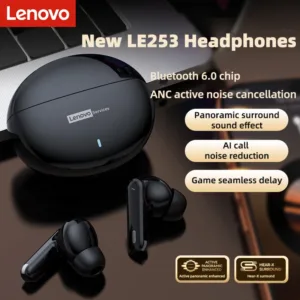 Lenovo LE253 Wireless Bluetooth 6.0 Headphones TWS HiFi Sound ANC Noise Reduction Earphones Gaming Sports Earbuds With Mic New — image 2