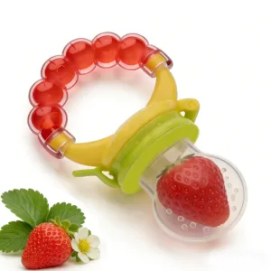 Baby Fruit Feeder Pacifier, Silicone Baby Food Feeder for Teething, BPA Free Infant Feeder Teether with Rattle, Fresh Fruit & Pu — image 3
