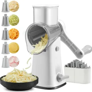 LMETJMA 5 in 1 Rotary Cheese Grater Shredder Kitchen Mandoline Vegetable Julienne Slicer Waffle Cutter Nut Chopper JT247 — image 12