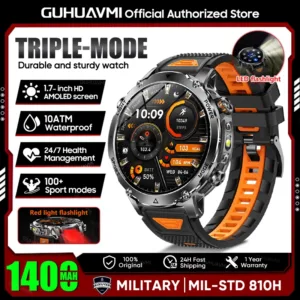 2026 New TANK Ultra 1400mAh Battery Military Smart Watch 10ATM Waterproof Heart Rate Tactical LED Flashlight Men Sports Bracelet — image 14