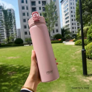 Tyeso 600/750ML Stainless Steel Vacuum Flask With Straw Car Thermal Cup Sports Water Bottle Travel Insulated Cup Thermal Mug — image 18