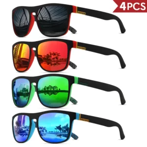 4PCS Men Classical Square Polarized Sports Sunglasses Lightweight PC Frame UV400 for Driving Fishing Cycling Unisex Durability — image 3