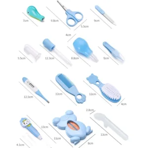 8/13Pcs/set Newborn Baby Care Kit Kid Toiletries Baby Kids Nail Hair Health Care Thermometer Grooming Brush Kit Clipper Scissor — image 3