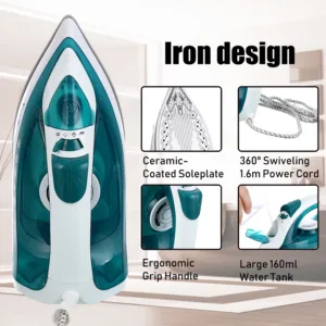 Electric Iron Portable Mini Garment Steamer Steam Iron For Clothing Iron Adjustable Ceramic Soleplate Iron For Ironing Sonifer — image 2