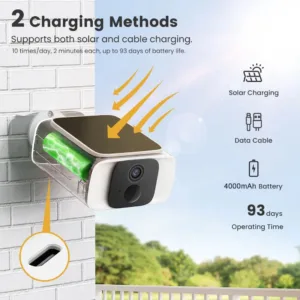 2K Solar Security Camera Wireless Outdoor 2.4/5G WiFi Cameras for Home with Fix Solar Panel Two-Way Talk Waterproof Surveillance