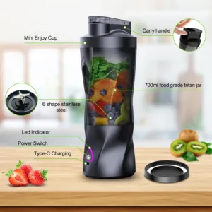 Electric Portable Juicer Fresh Fruit Mixer 700ML Multifunctional USB Rechargeable Shakes Smoothie Blender Outdoor Mixing Cup — image 9