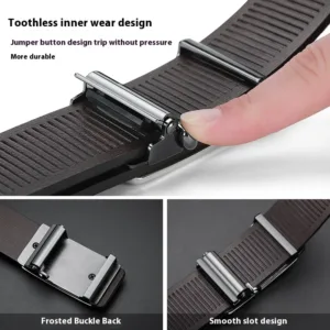 Men's Leather Belts Fashion Automatic Buckle Cowskin Male Belts Luxury Designer Black belt 105-160cm Plus Size Jeans Belt — image 5