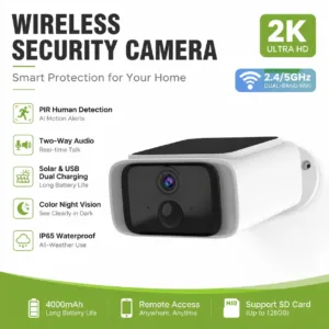 2K Solar Security Camera Wireless Outdoor 2.4/5G WiFi Cameras for Home with Fix Solar Panel Two-Way Talk Waterproof Surveillance — image 2