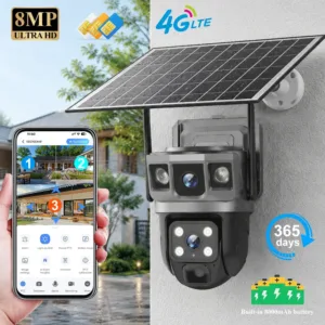 V380 Pro 4G Solar Outdoor PIR Human Detection Night Vision Waterproof 8MP PTZ Battery Video Surveillance CCTV IP Monitor Camera
